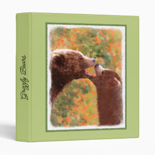 Grizzly Bear Mom and Cub Painting Wildlife Art Binder