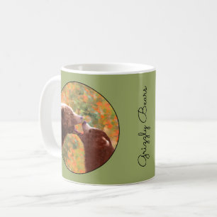 Grizzly Bear Mom and Cub Painting - Wildlife Art Coffee Mug