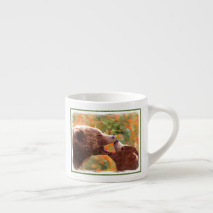 Grizzly Bear Mom and Cub Painting - Wildlife Art Espresso Cup