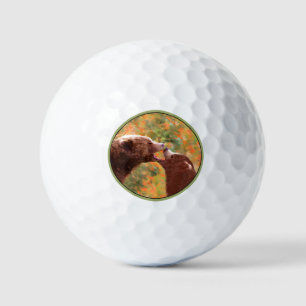 Grizzly Bear Mom and Cub Painting - Wildlife Art Golf Balls