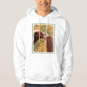 Grizzly Bear Mom and Cub Painting - Wildlife Art Hoodie