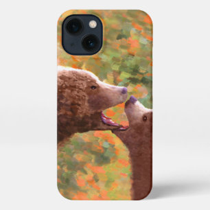 Grizzly Bear Mom and Cub Painting Wildlife Art iPhone 13 Case