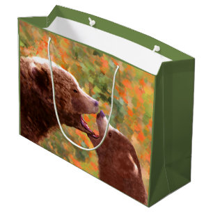 Grizzly Bear Mom and Cub Painting - Wildlife Art Large Gift Bag