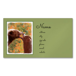Grizzly Bear Mom and Cub Painting - Wildlife Art Magnetic Business Card