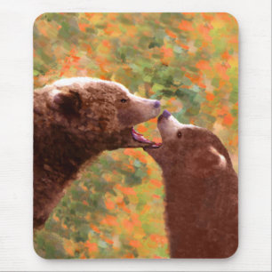 Grizzly Bear Mom and Cub Painting - Wildlife Art Mouse Pad