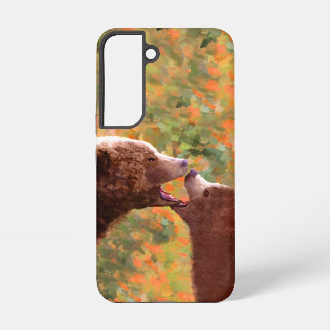 Grizzly Bear Mom and Cub Painting - Wildlife Art Samsung Galaxy S22 Case (Back)