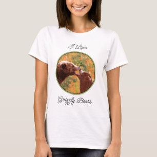 Grizzly Bear Mom and Cub Painting Wildlife Art T-Shirt