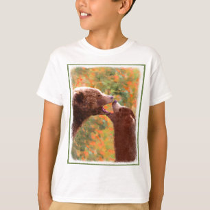 Grizzly Bear Mom and Cub Painting - Wildlife Art T-Shirt