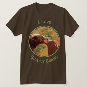 Grizzly Bear Mom and Cub Painting - Wildlife Art T-Shirt