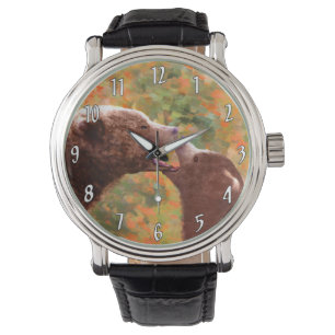 Grizzly Bear Mom and Cub Painting Wildlife Art Watch