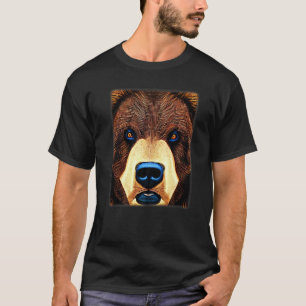 Grizzly bear motif animal graphic imprint design w T-Shirt