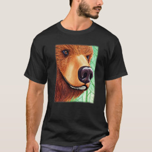 Grizzly bear motif animal graphic imprint with bea T-Shirt