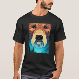 Grizzly bear motif animal graphic imprint with bea T-Shirt