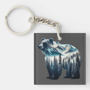 Grizzly Bear Mountains and Forests Keychain