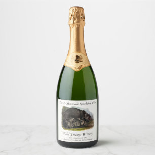 Grizzly Bear (North American Brown Bear) - Audubon Sparkling Wine Label