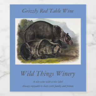 Grizzly Bear (North American Brown Bear) - Audubon Wine Label