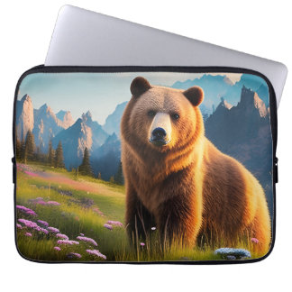Grizzly Bear on mountainside Laptop Sleeve