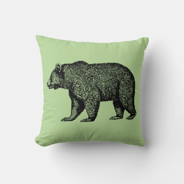 Grizzly Bear Out For A Walk Throw Pillow (Front)