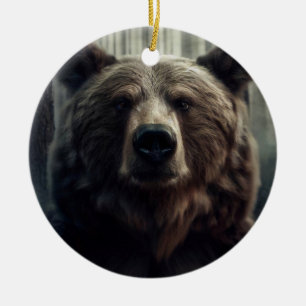 Grizzly Bear Painting Ceramic Ornament
