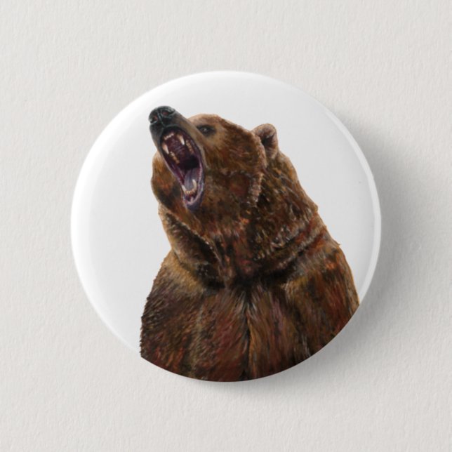 Grizzly Bear - Painting in acrylic 2 Inch Round Button (Front)