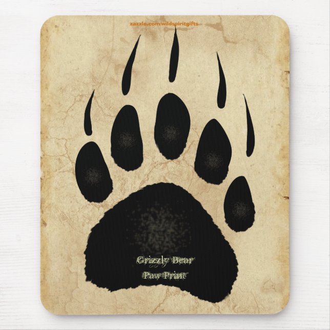 Grizzly Bear Paw Print Wildlife Supporter Mousepad (Front)