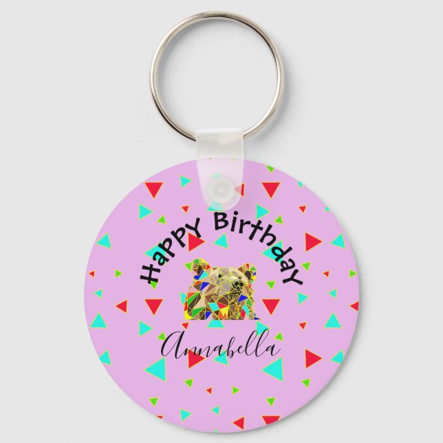 Grizzly Bear Pink Keychain (Front)