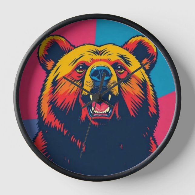 Grizzly Bear Pop Art  Clock (Front)
