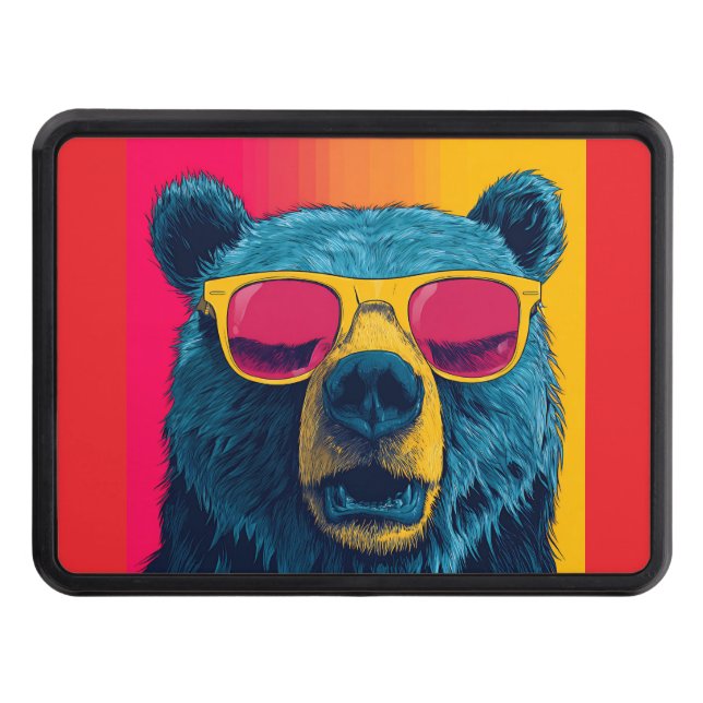 GRIZZLY BEAR POP ART TRAILER HITCH COVER (Front)