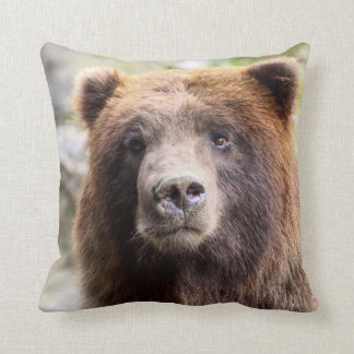 Grizzly Bear Portrait Close Up Throw Pillow