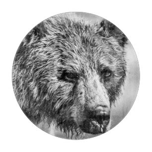 Grizzly bear portrait cutting board