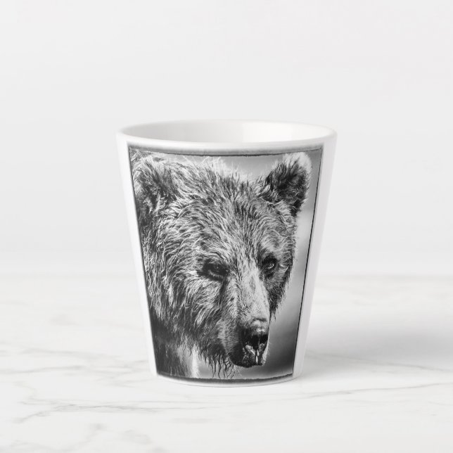 Grizzly bear portrait latte mug (Front)