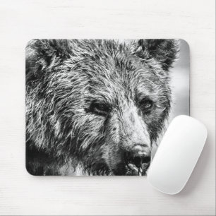Grizzly bear portrait mouse pad