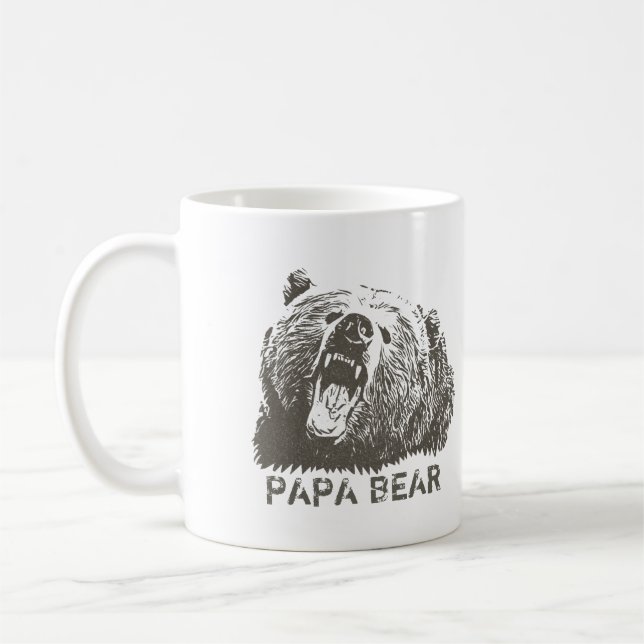 Grizzly Bear Roar Papa Bear Coffee Mug (Left)