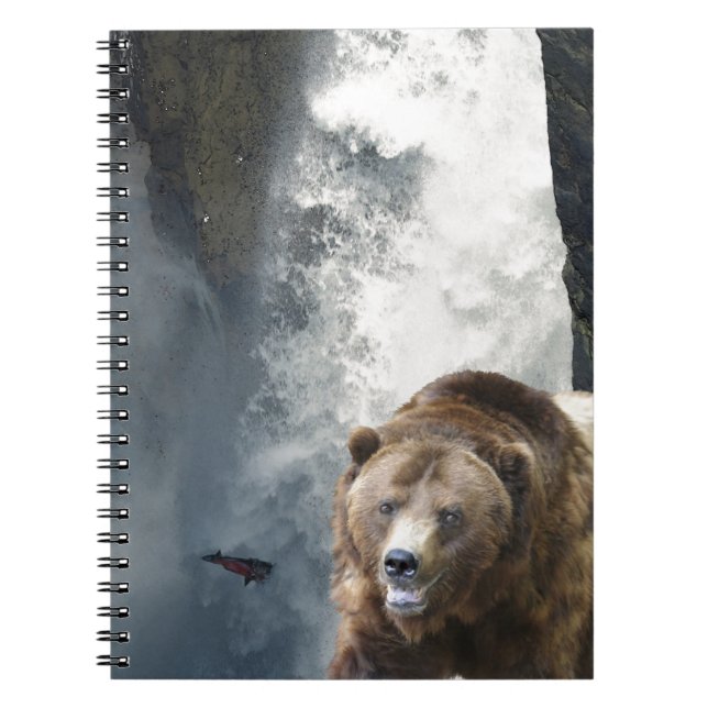Grizzly Bear, Salmon and Waterfall Notebook (Front)