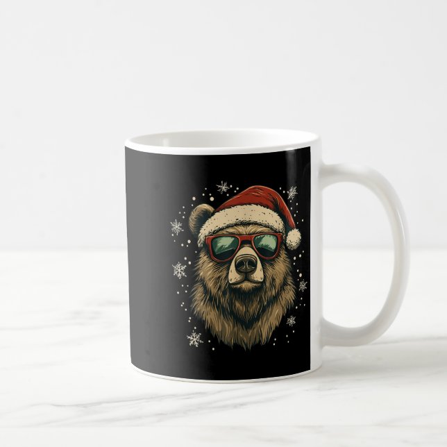 Grizzly Bear Santa Hat Funny Cute Animal Lover Chr Coffee Mug (Right)