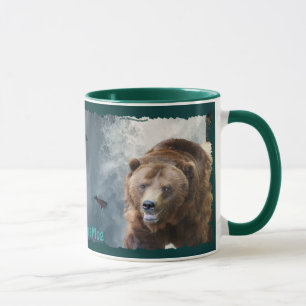 Grizzly Bear, Saumon & Cascade Wildlife Art Mug