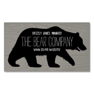 Grizzly Bear Silhouette Magnetic Business Card