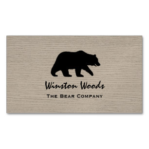 Grizzly Bear Silhouette Simple Wildlife Graphic Magnetic Business Card
