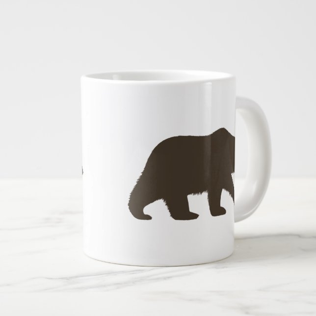 Grizzly Bear Silhouette | Wildlife Wild Animal Large Coffee Mug (Front Right)