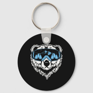 Grizzly Bear Snowboard Goggles Skiing Snow Winter Keychain