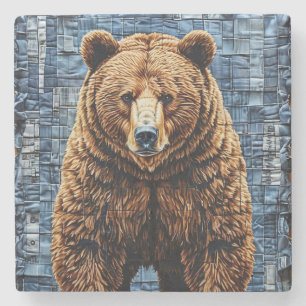 Grizzly bear stone coaster