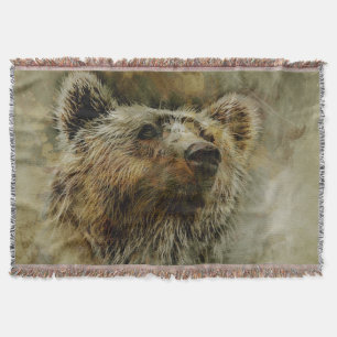 Grizzly Bear Throw Blanket