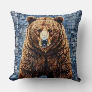 Grizzly bear throw pillow