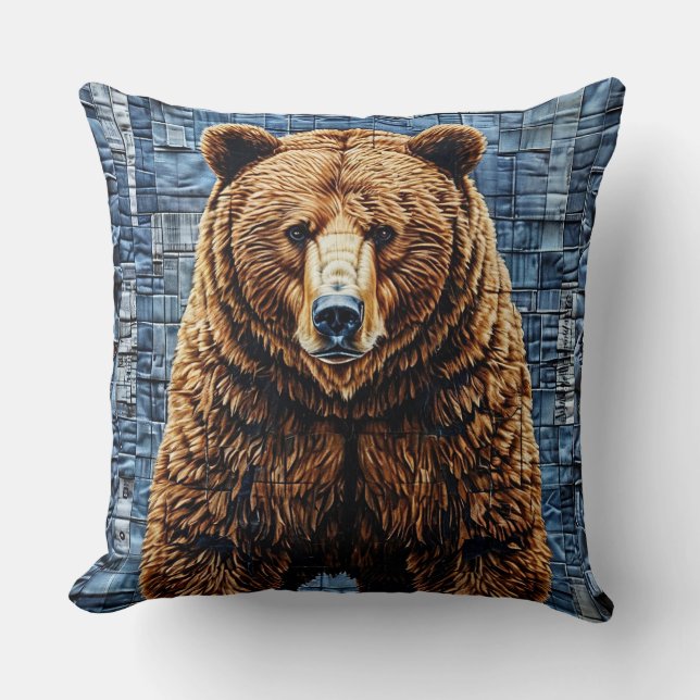 Grizzly bear throw pillow (Front)