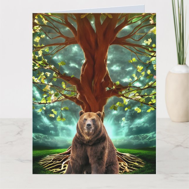 GRIZZLY BEAR TREES FANTASY BIRTHDAY CARDS (Front)