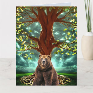 GRIZZLY BEAR TREES FANTASY BIRTHDAY CARDS