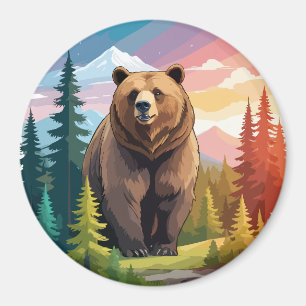 Grizzly Bear Vector Art Animal Majestic Nature Magnet