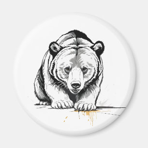 Grizzly Bear Vector Graphic Art Portrait Animal  Magnet