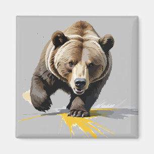 Grizzly Bear Vector Graphic Art Portrait Animal  Magnet