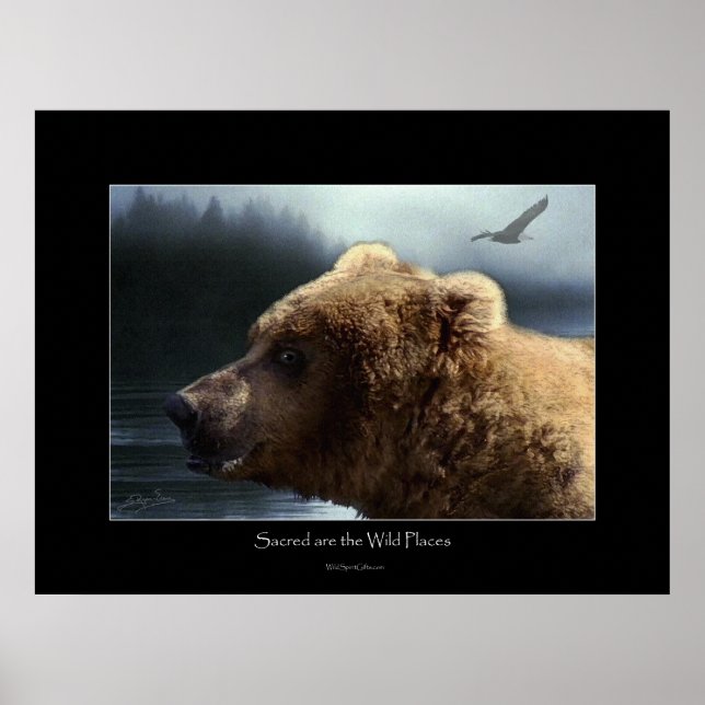 GRIZZLY BEAR Wilderness Art Poster (Front)